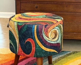 Luxe poef, elegante ronde poef, esthetisch decor, boho-voetsteun, Ottomaanse poef, ronde bijzettafel, plantenbak, M-158