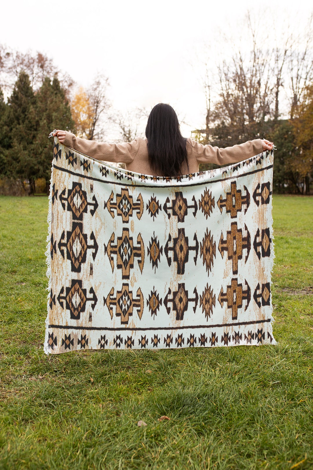 Ethnic Blanket, Soft Textured Blanket, Throw Blanket, Furry Blanket