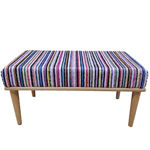 Classic bench, Blanket bench, Pub bench, Striped bench, Bohemian bench, Handmade bench, Ottoman for bedroom, Dining table bench, 17-01