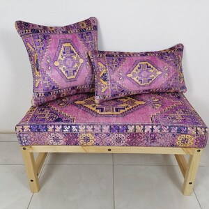 beddengoeddepot, boho kussensloop, paars sierkussen, pastelkleurige kussensloop, moderne kussens, wasbaar kussen, tapijtkussenhoes, bankkussen afbeelding 2