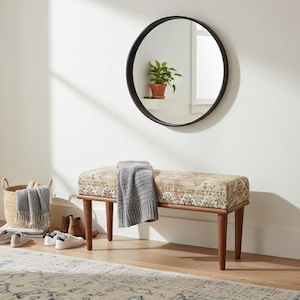 Vanity table bench, Primitive bench, Entry bench, Accent bench, Bench for window, Wrapped bench, Purse bench, Foot rest bench, 343-01