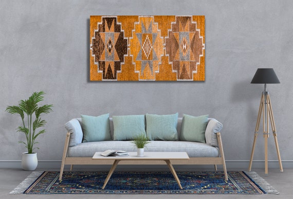 Kilim Wall Hanging: Boho Turkish Rug Art - Framed Canvas