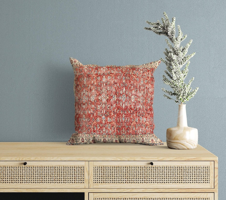 couch cushion, floral pillow case, pink lumbar pillow, bohemian pillow, botanical pillow, bench cushion, body pillow cover, armchair pillow image 1