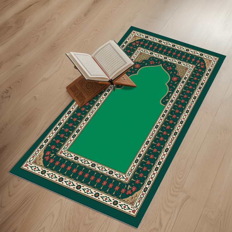 Soft Texture Prayer Mat, Ethnic Pattern Portable Salah Mat, Non-Slip Handmade Prayer Rug, Unique Islamic Gift, Elegant Sajjadah