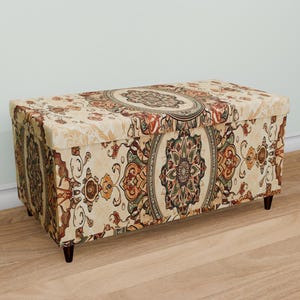 Vintage style bench, Neutral storage, Bedside bench, Indoor decoration, Wood work bench, Laundry room seat, Upholstered trunk, M-16