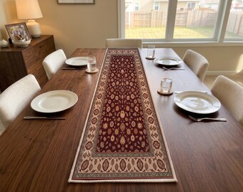 Wine Cream Floral Table Runner | Coffee Bar Centerpiece | Traditional Console Decor