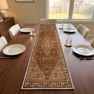Brown Diamond Dresser Scarf | Entryway Table Decor | Earthy Southwestern Mat