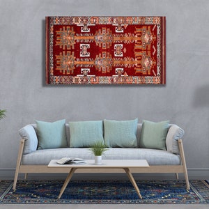 Kilim Canvas, Printed Canvas, Handmade Canvas, Wood Canvas, Bohemian Canvas, Wall Art Decor, Wall Hanging, Living Room Canvas