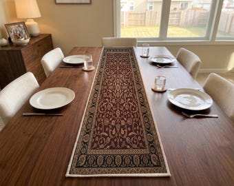 Chocolate Floral Table Runner | Buffet Sideboard Scarf | Boho Dining Room Decor