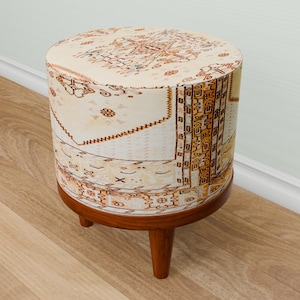 Soft color pouf, Round shoe stool, Contemporary bench, Ottoman end table, Doorway seating, Front window bench, Rustic footstool, 278-01