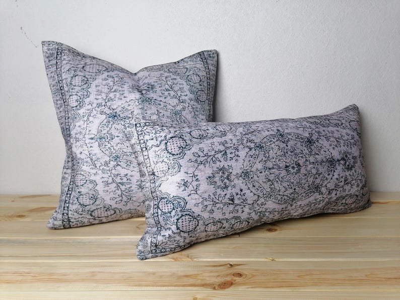 Pale Gray Medallion Case | Soft Print Throw Cushion | Detailed Room Pillowcase image 2