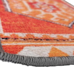 Red Geometric Stair Carpet Cover | Machine Washable Padding | Warm Tribal Step Runner image 10