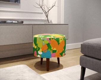 Dekorativer Fußhocker, Ottomane, Runder Klavierhocker, Inneneinrichtung, Schuhhocker für Flur, Elegantes rundes Sofa, Runde Polsterung, M-105