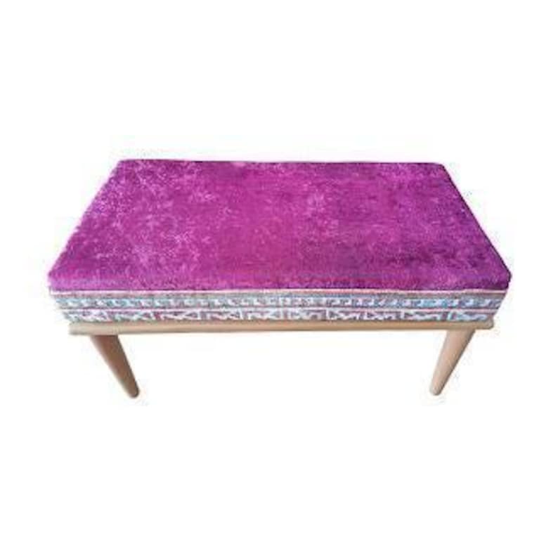 Pink bench, Ottoman bench, Sitting bench, Wood work bench, Living room bench, Bedroom bench, Handmade furniture, Boho bench, Ethnic bench
