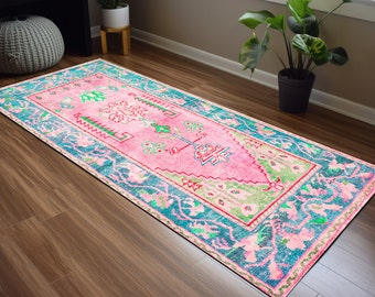 Textured rug, Pink blue rug, Pretty rug, Soft colored rug, Bath mat, Print rug, Floral rug, Turkish pattern rug, Circle rug, Decorative rug