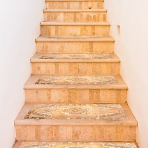Stair treads mat, Oushak rug mat, Non slip mat, Easy to clean, Runner mat, Steps rug, Kitchen layer, Sink rug, Soft color rug, Cool rug