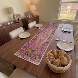 Magenta Geometric Table Sheet | Dining Room Centerpiece | Boho Console Mat