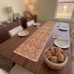 Roestbruin rastervormig tafelstuk | Decoratie voor slaapkamerkast | Tafellinnen met Azteeks motief