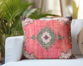 pink cushion cover, handmade pillow, kilim pillow, rug pillow, bohemian pillow, floor pillow, sofa pillow, bedding pillow, washable pillow