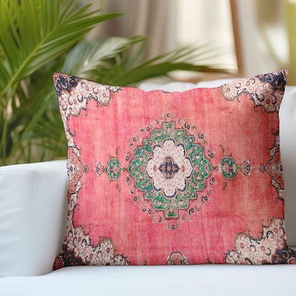 pink cushion cover, handmade pillow, kilim pillow, rug pillow, bohemian pillow, floor pillow, sofa pillow, bedding pillow, washable pillow