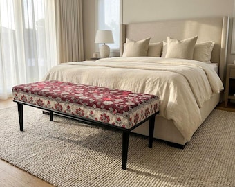 Ottoman Bench, Handmade Bench, Bohemian Bench, Upholstered Bench, Custom Color Bench, Custom Sizes Bench, Livingroom Bench, M-430