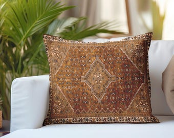 Navy Rust Stepped Diamond Pillow | Bedroom Armchair Seat Decor | Dark Eclectic Throw Case
