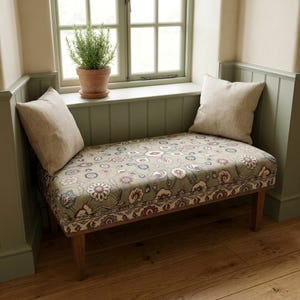 Sage Green Nomadic Ottoman | Dressing Room Footrest | Rustic Cottage Bench
