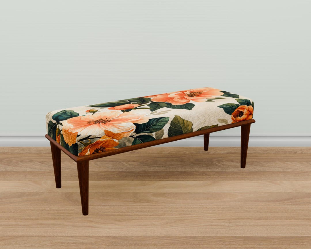 Handmade Bench, Floral Bench, Cute Bench, Eclectic Style Bench, Elegant ...