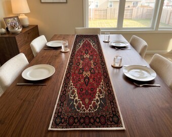 Rust Red Tribal Table Runner | Bedroom Dresser Mat | Modern Boho Home Decor
