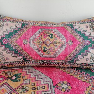 Kissen mit Ethno-Motiv, rosa Kissenbezug, Ottomanenkissen, Retro-Kissenbezug, waschbares Kissen, Nackenkissenbezug, weicher Kissenbezug, Bodenkissen Bild 6
