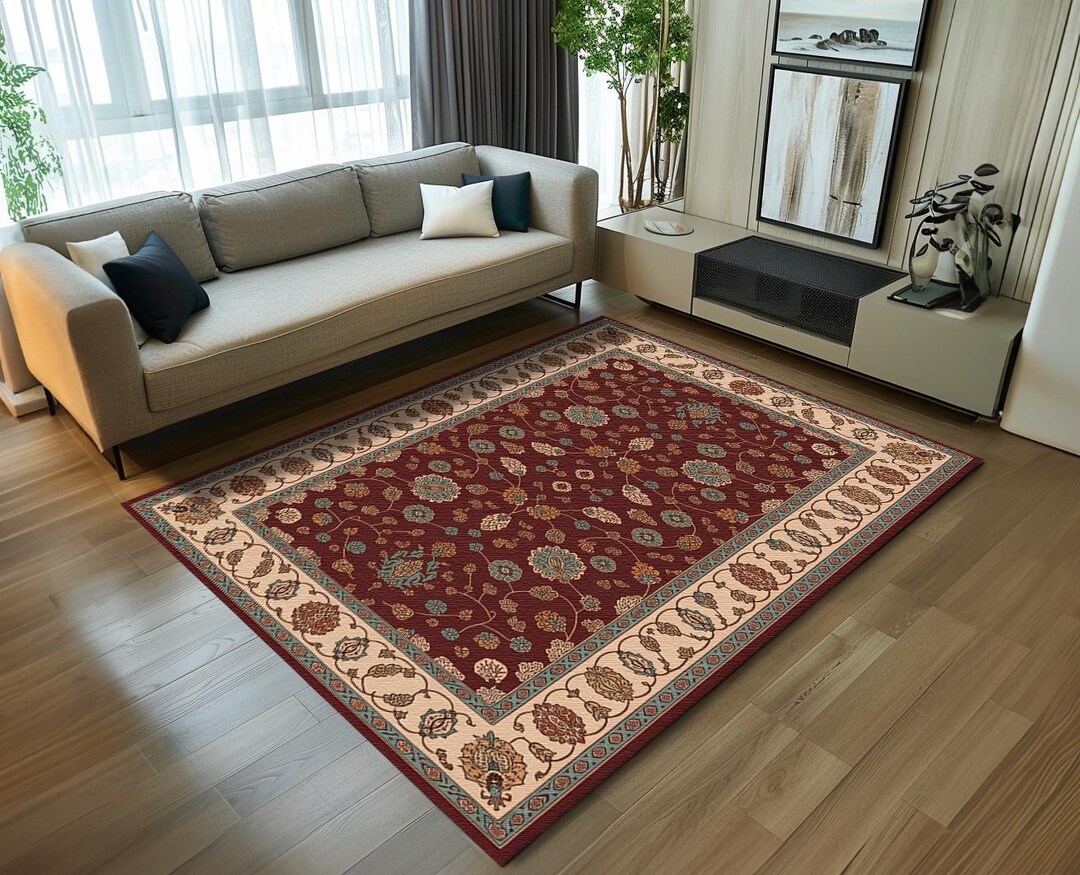 Eclectic Rug Red Red Floral Rug, Unique Rug, Ethnic Rug, Natural Rug, Living Room Rug ...
