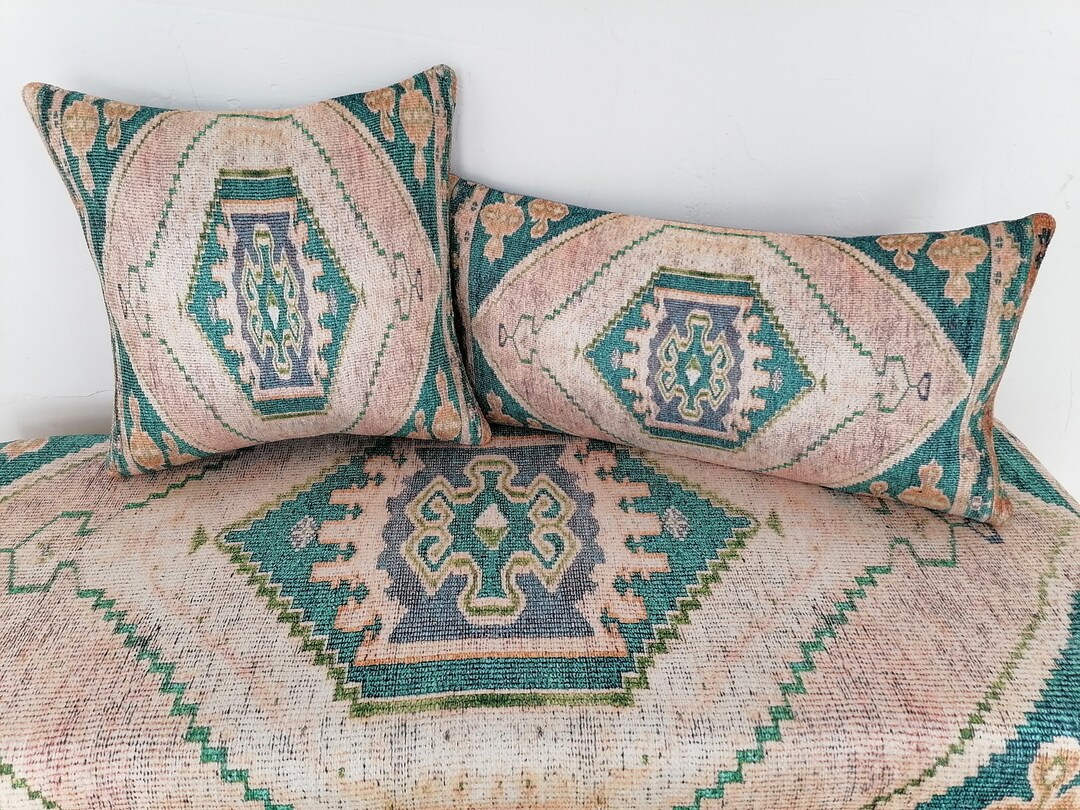 Traditional Pillow Pink Green Pillow Boho Pillow Cover Etsy