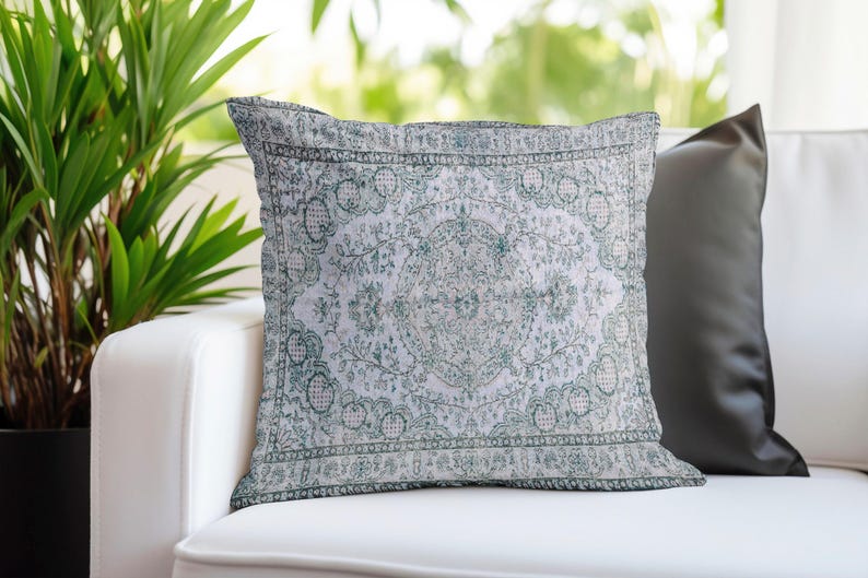 Pale Gray Medallion Case | Soft Print Throw Cushion | Detailed Room Pillowcase image 14