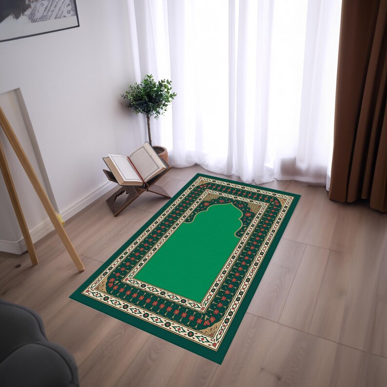 Soft Texture Prayer Mat, Ethnic Pattern Portable Salah Mat, Non-Slip Handmade Prayer Rug, Unique Islamic Gift, Elegant Sajjadah