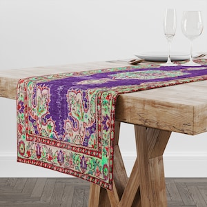 Lila Tischläufer, Konsolenschal, Artisan Tischläufer, Chenille Läufer, schicker Tischläufer, einzigartiger Tischläufer, Picknick Tischläufer