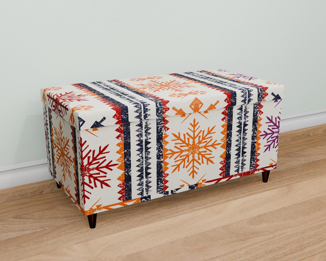 Snowflake Pattern Bench, Winter Theme Bench, Bedside Storage, Entry ...