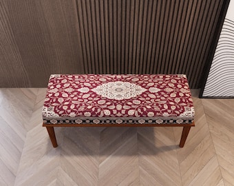 Elegant Seating Bench, Handmade Bench, Oriental Bench, Corner Bench, Front Window Bench, Footrest Bench, Traditional Pattern Bench, M-515