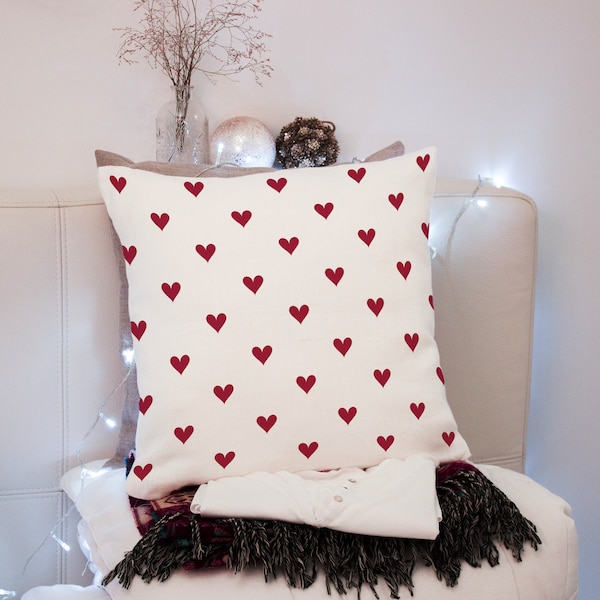 Happy valentines day heart pattern throw pillow, decorative pillow, handmade gift pillow, sofa pillow cover, Valentines day 14 pillow