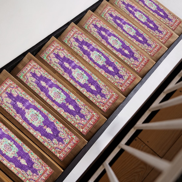 Purple step layer, Handmade rug, Oriental rug, Stair treads rug, Ideal for pets, Stylish rug, Gifts for new house, Stair mats, Tile mats