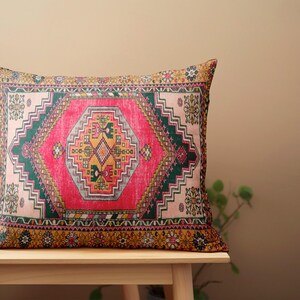 Kissen mit Ethno-Motiv, rosa Kissenbezug, Ottomanenkissen, Retro-Kissenbezug, waschbares Kissen, Nackenkissenbezug, weicher Kissenbezug, Bodenkissen Bild 2