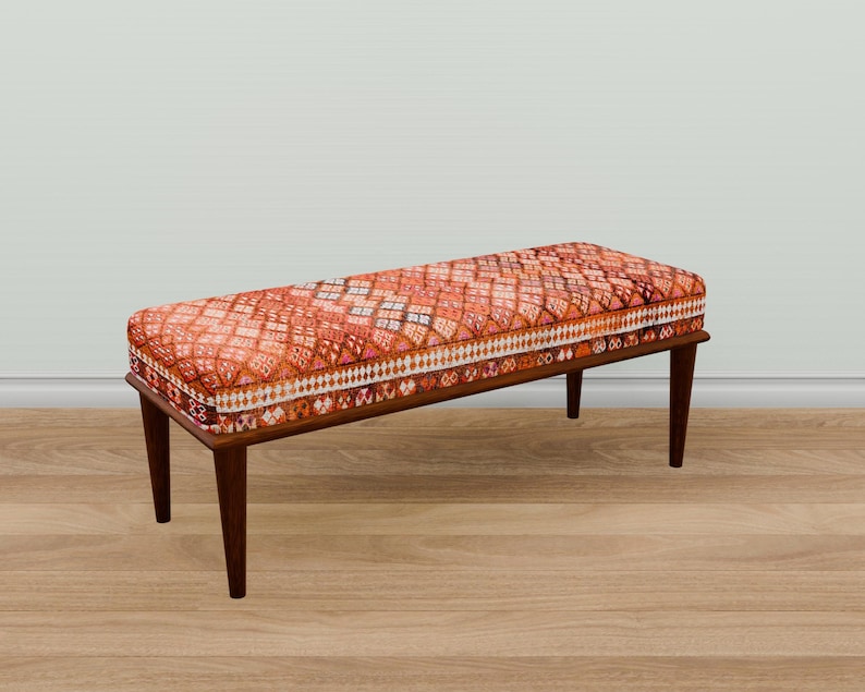 Blanket bench, Kilim pattern bench, Piano bench, Hallway bench, Upholstered bench, Keyboard bench, Mudroom bench, Elegance bench, 34-01