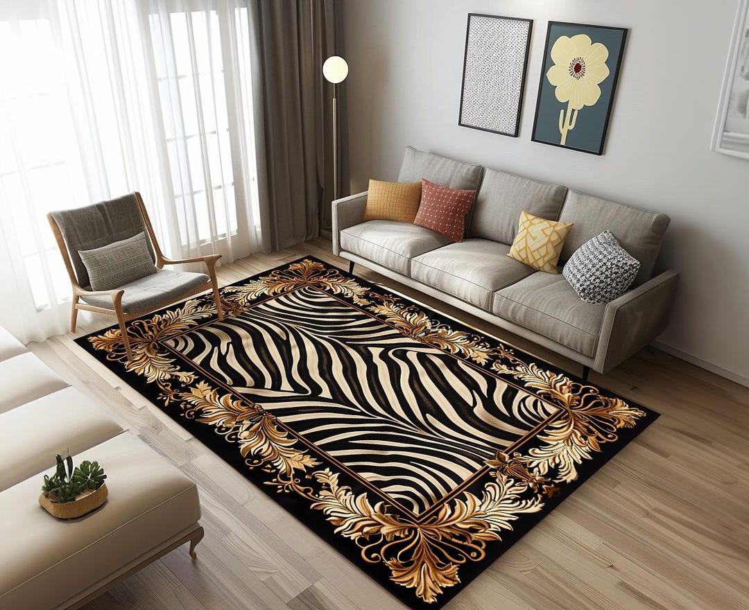 Zebra Pattern Rug, Premium Art Rug, Apartment Rug, Gothic Rug, Mudroom ...