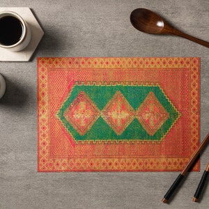 Contrast Color Tablemat, Artistic Printed Tablemat, Aztec Style Inspired Tableware, Chic Placemat, Restaurant Placemat, Housewarming Decor