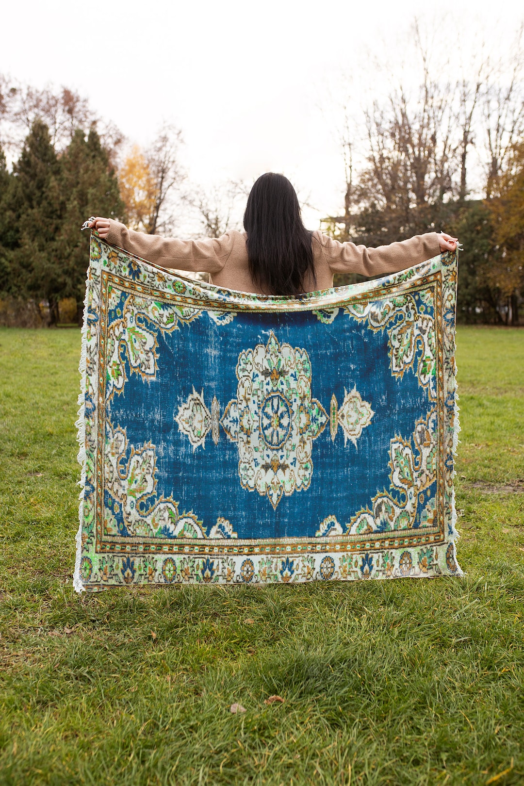 Blue Green Blanket, Handmade Blanket, Couch Blanket, Sofa Blanket, Lap