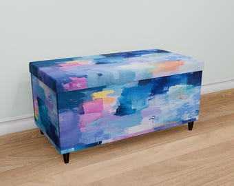 Banco con apariencia de pintura, Almacenamiento que ahorra espacio, Banco de diseño único, Organizador de pasillo, Silla de maquillaje con almacenamiento, Muebles duraderos, Decoración moderna, M-46