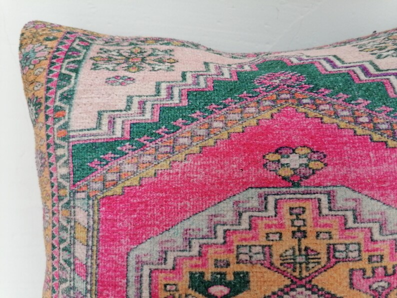 Kissen mit Ethno-Motiv, rosa Kissenbezug, Ottomanenkissen, Retro-Kissenbezug, waschbares Kissen, Nackenkissenbezug, weicher Kissenbezug, Bodenkissen Bild 7