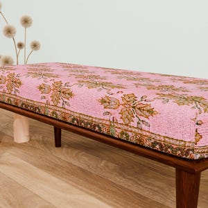 Pink oriental bench, Comfort bench, End of bed bench, Handmade bench, Livingroom bench, Makeup bench, Home decor bench, Kitchen seat, 337-01