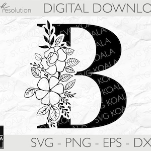 Florales Alphabet SVG | Monogramm Buchstabe | Alphabet Clipart | Alphabet PNG | Letter Cut Files | A-Z | Botanisches Alphabet Plotterdatei | Buchstaben SVG
