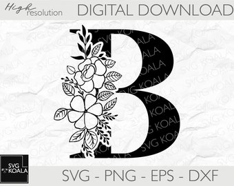Floral Alphabet SVG | Monogram Letter | Alphabet Clipart | Alphabet PNG | Letter cut Files | A-Z | Botanical Alphabet Cut File | Letters SVG