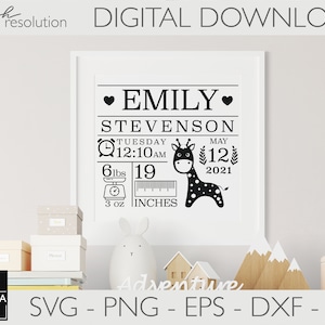 Baby Stats SVG | Baby Birth Announcement Template Svg | Baby Shower Svg | Birth Stats Svg | Baby Keepsake Template | Baby Stats Svg